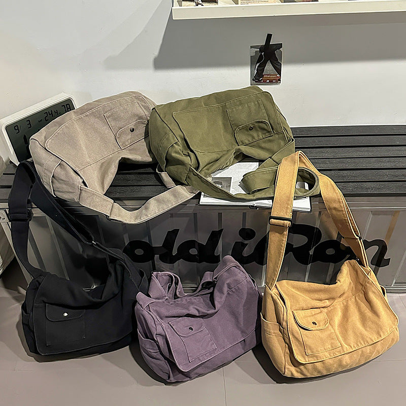 Women's Washed Canvas Literary Retro Large Capacity Women's Messenger Bag