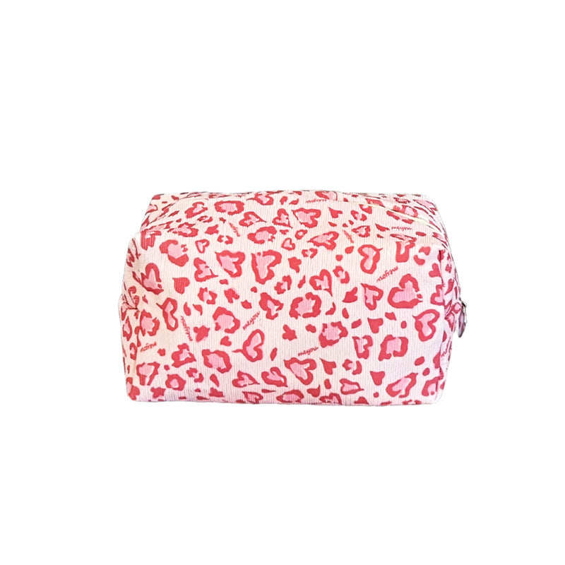 Cool Style Leopard Print Love Large Capacity High-grade Wash Cosmetic Bags