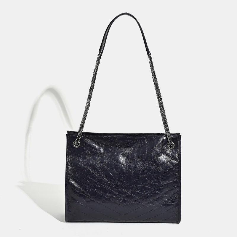 Women's First Layer Cowhide Diamond Pattern Chain Women's Shoulder Bag