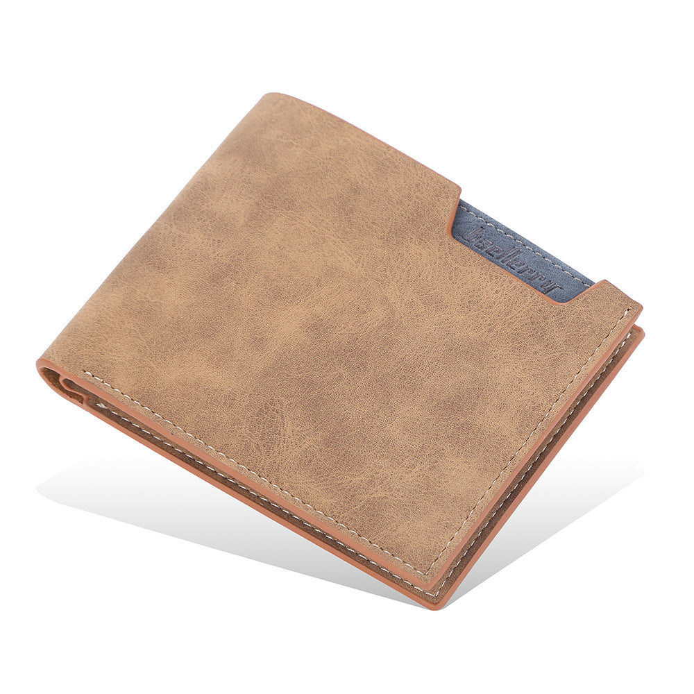 Men's Short Multiple Slots Open Matte Leather Men's Wallets