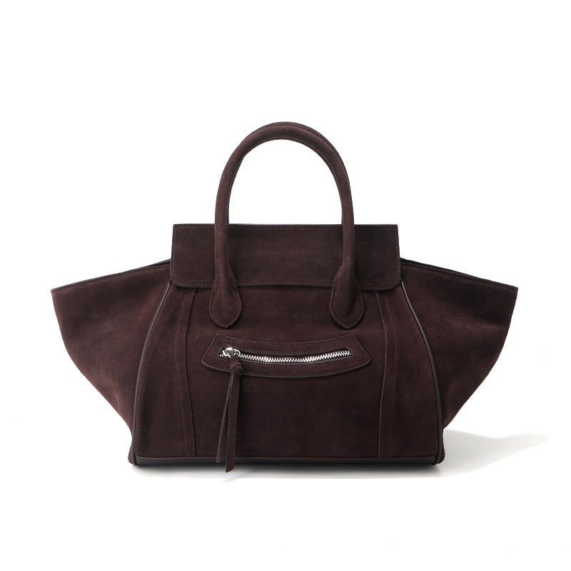 Women's Genuine Leather Smiling Face Frosted Cowhide Large Capacity Totes Commuter Women's Messenger Bag