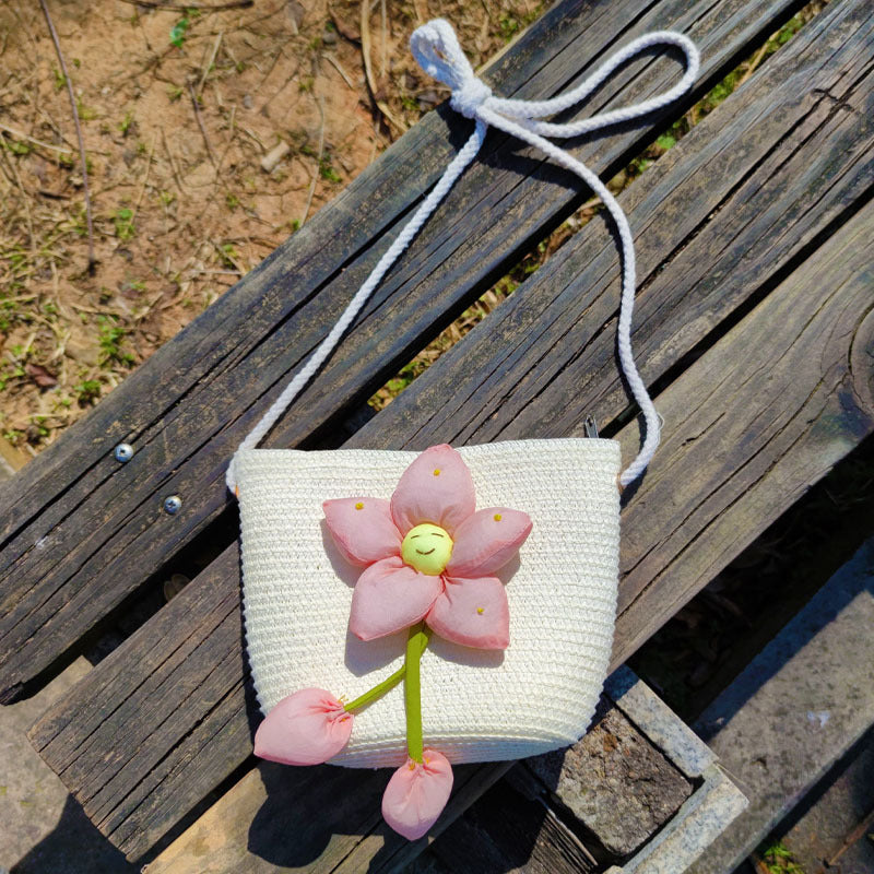 Children's Summer Weaving Straw Cute Mobile Western Phone Bags