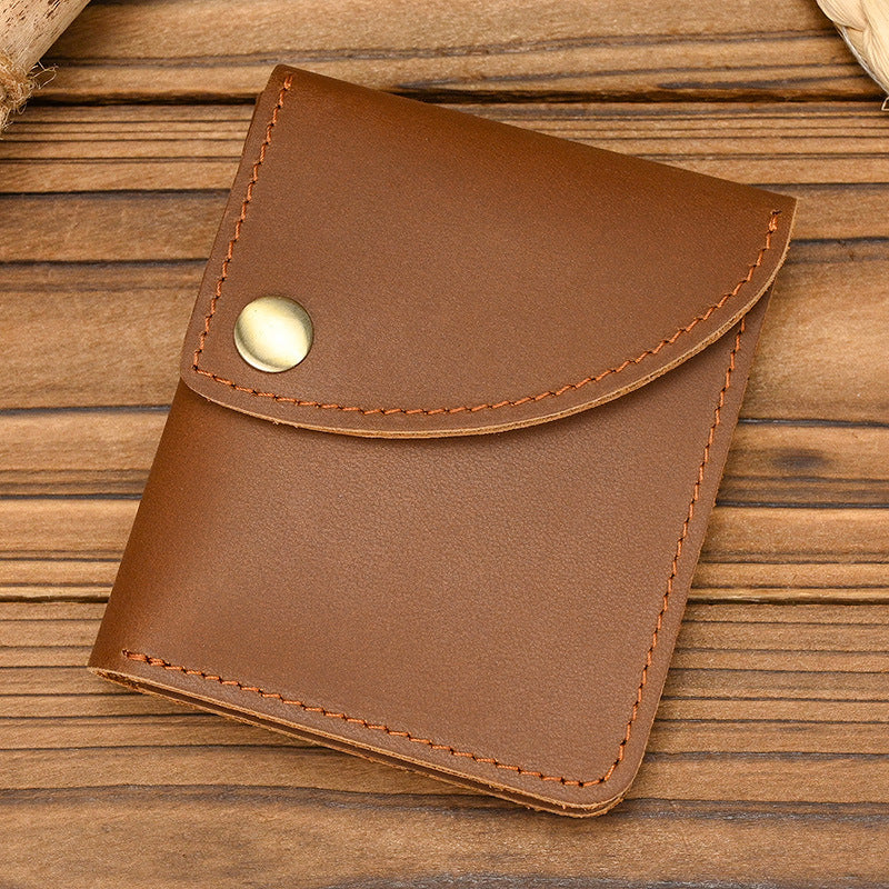 Men's Crazy Horse Leather Short Genuine First Card Holder