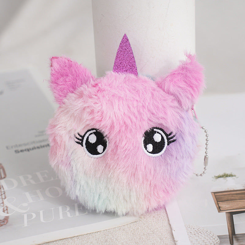 Children's Unicorn Plush Toy Portable Storage Earphone Purses