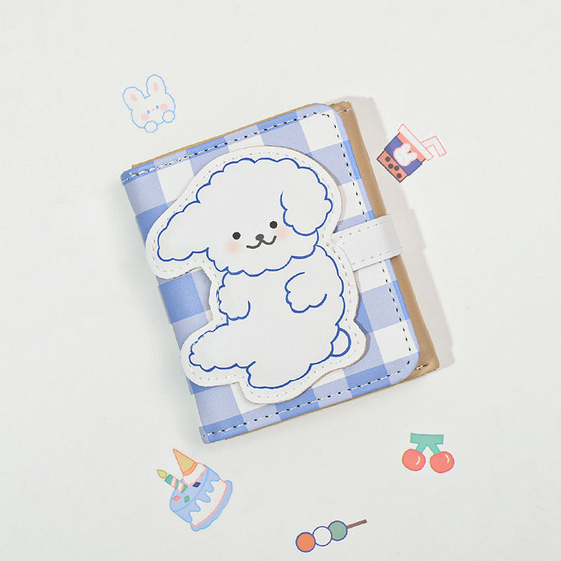 Women's Bear Cartoon Short Button Tri Fold Purses