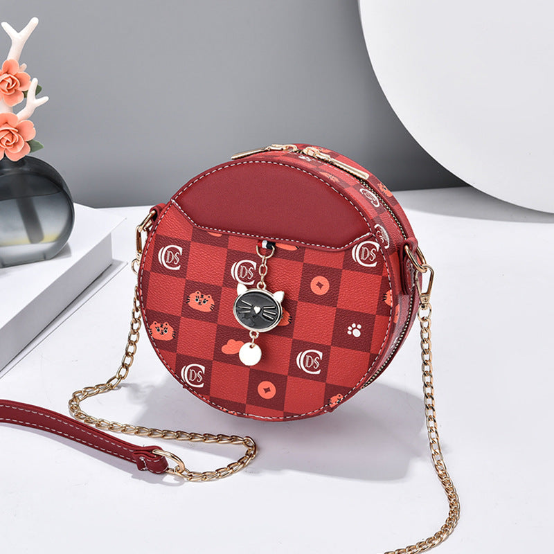 Women's Popular Korean Fashion Round Chain Handbags