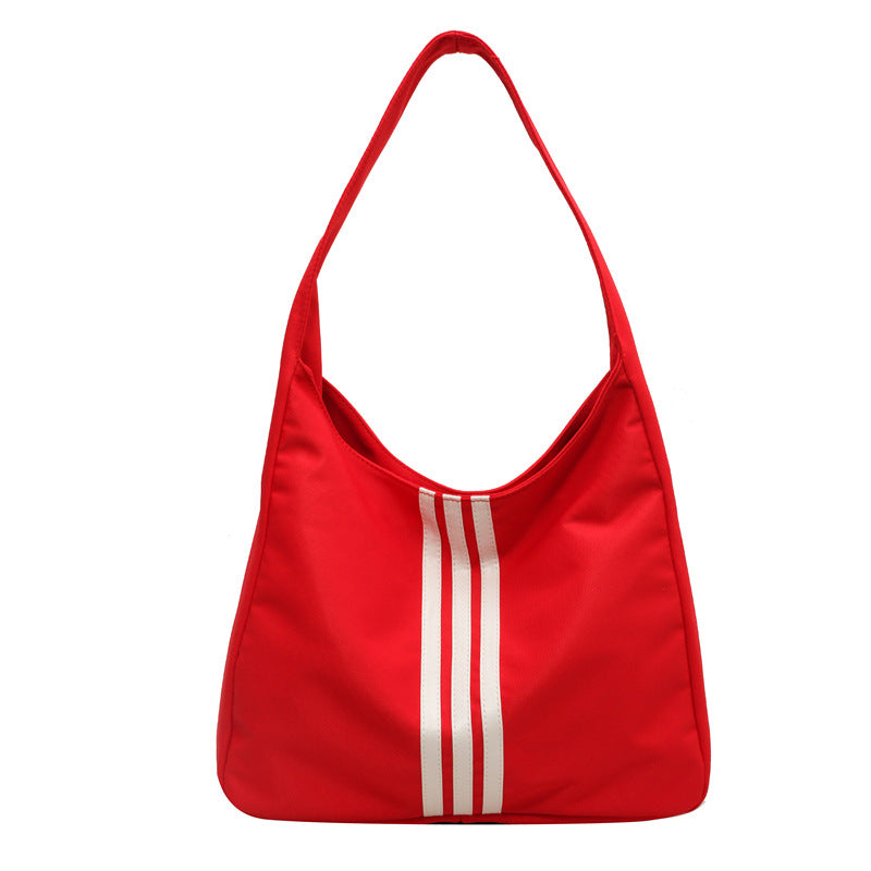 Women's Color Three Bars Simple Lightweight Underarm Large Bags