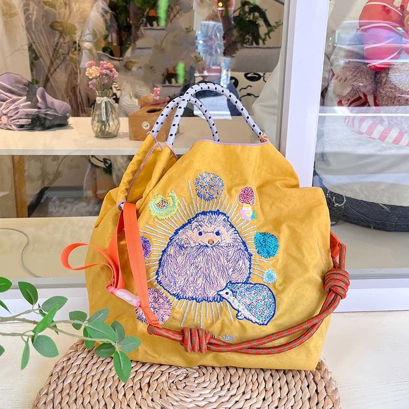 Homemade Shopping Nylon Cloth Embroidery Flower Bags