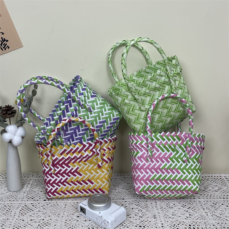 Style Fashion Simple Color Matching Portable Handbags