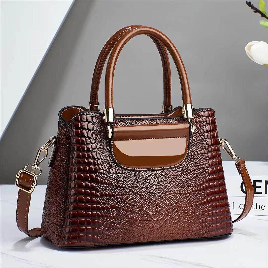 Women's Bright Leather Stone Pattern Large Handbags