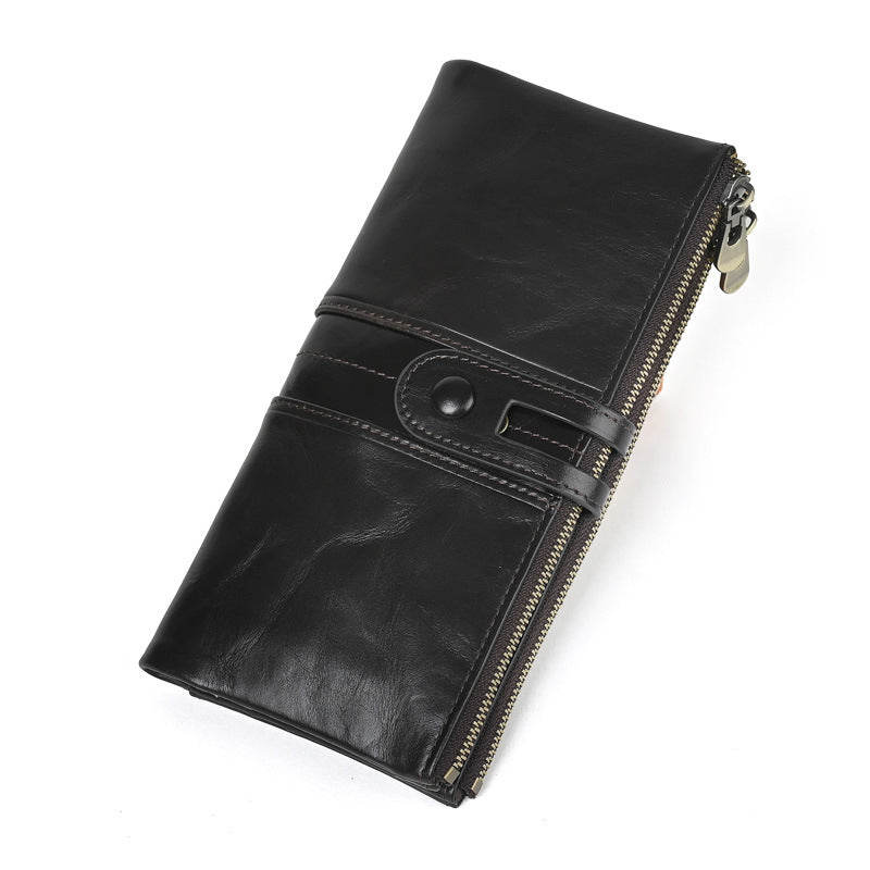 Oil Wax Skin Long Cowhide Genuine Ladies Wallet