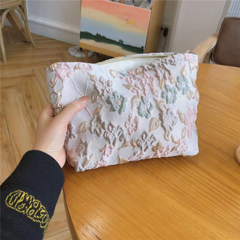 Large Capacity Portable Fresh Floral Buggy Cosmetic Bags