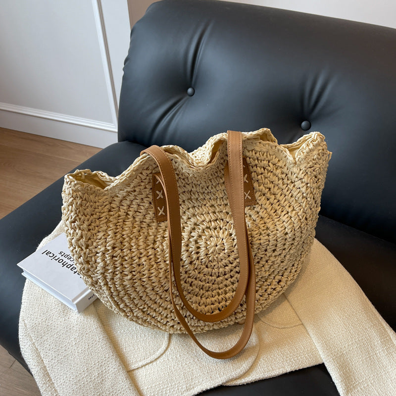 Women's Straw Fashion Simple Beach Vacation Large Bags
