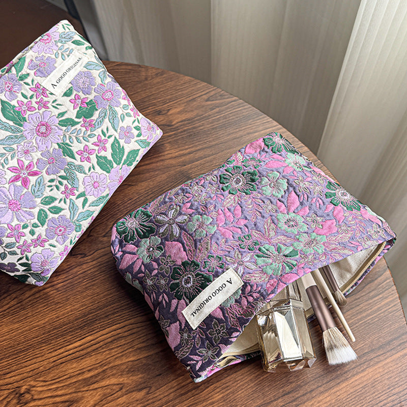 Classy Purple Flower Carrying Fabric Toiletry Bags