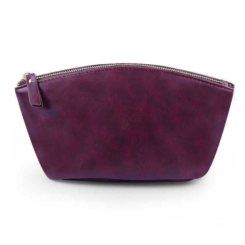 Crazy Horse Leather Large Capacity Portable Wash Makeup Bag