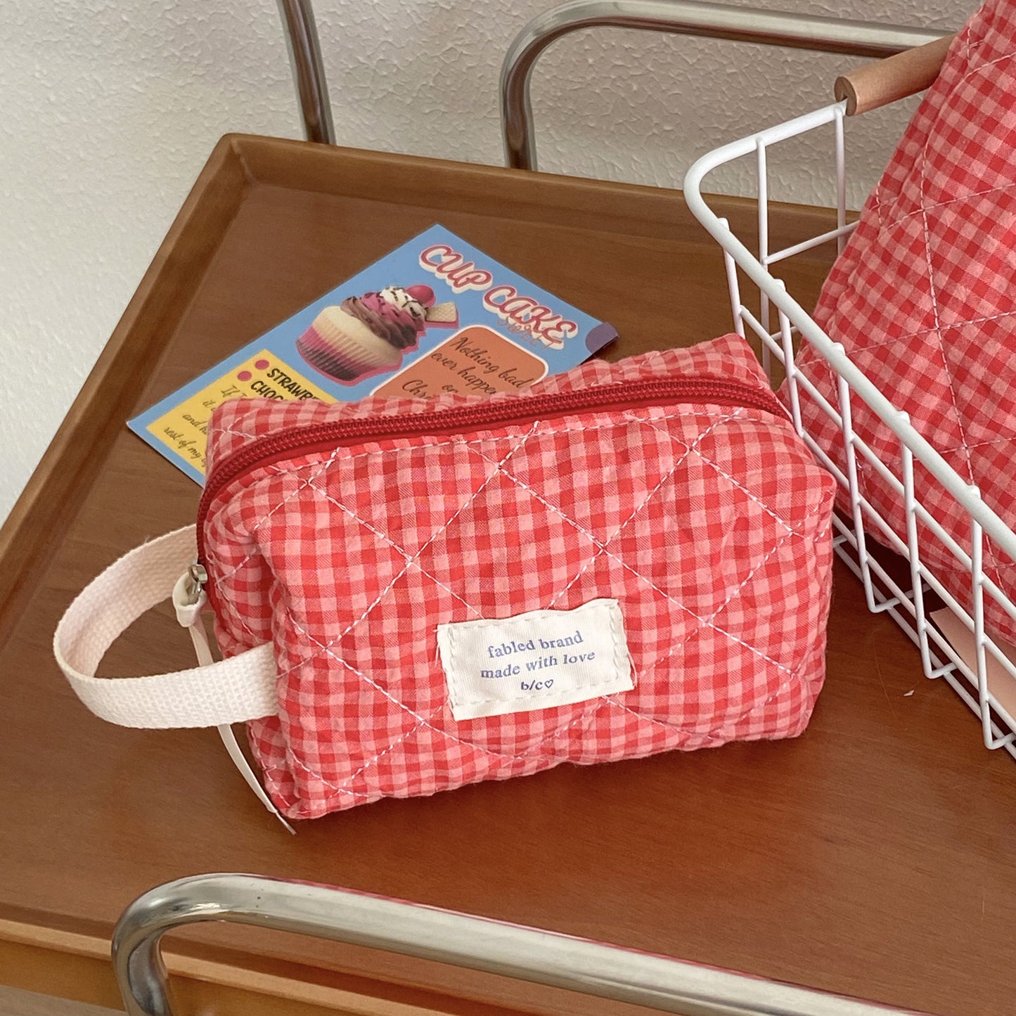 Plaid Simple Large Capacity Good-looking Cosmetics Bags