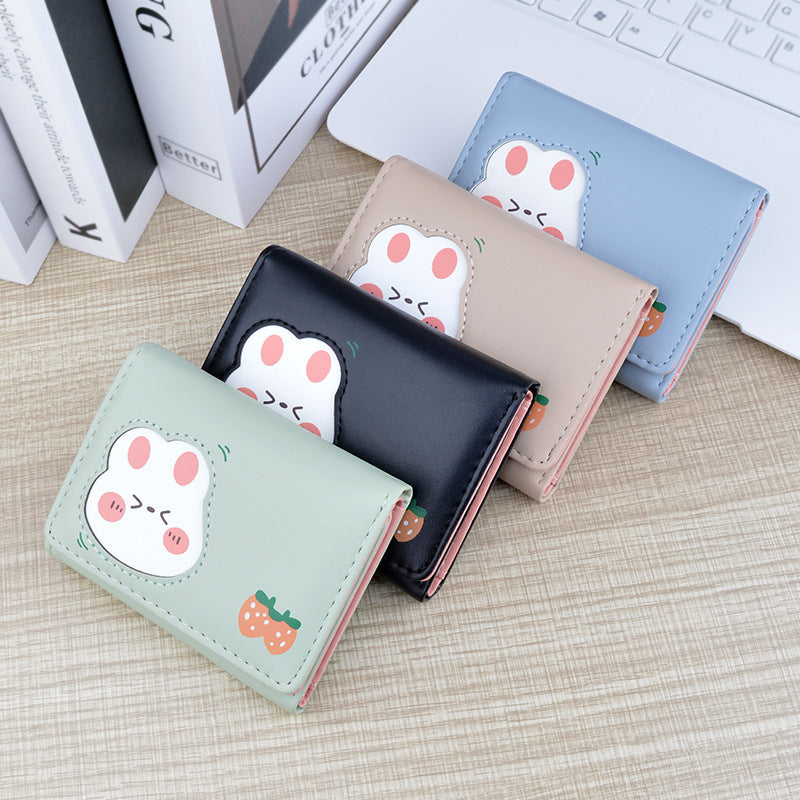 Women's Short Female Fresh Sweet Three Folding Soft Ladies Wallet