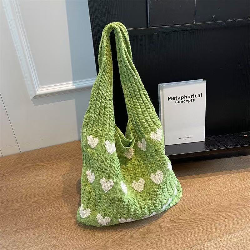 Women's Cotton Thread Woven Knitted Large Capacity Women's Shoulder Bag