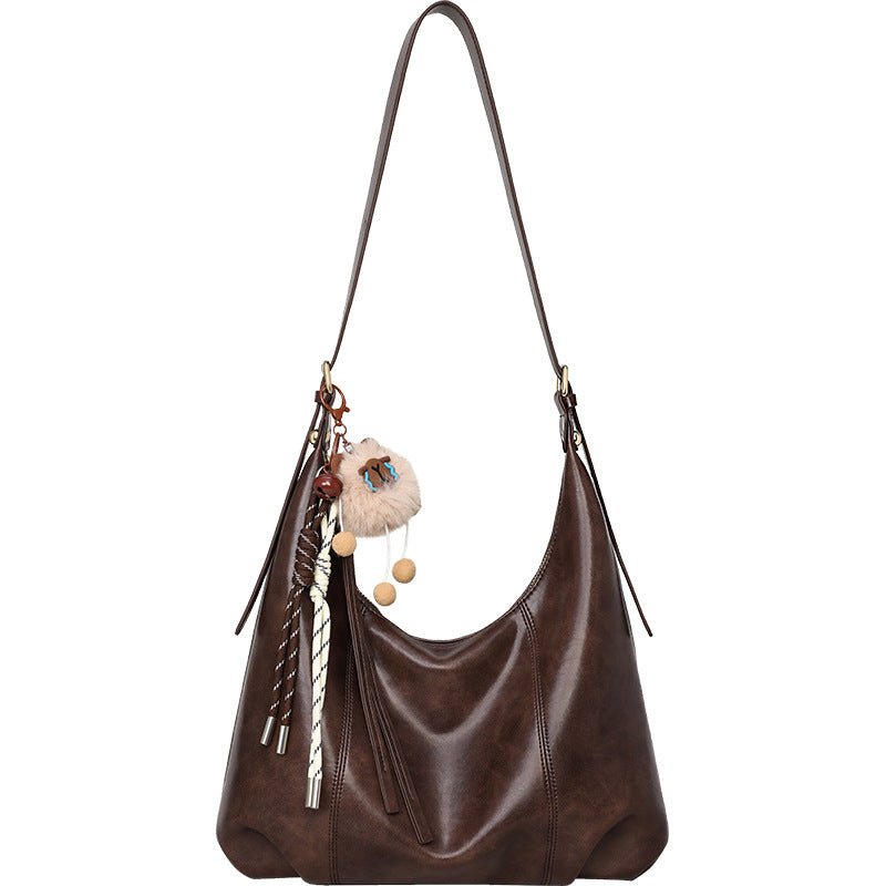Women's Underarm Large Capacity Fuzzy Ball Pendant Bags