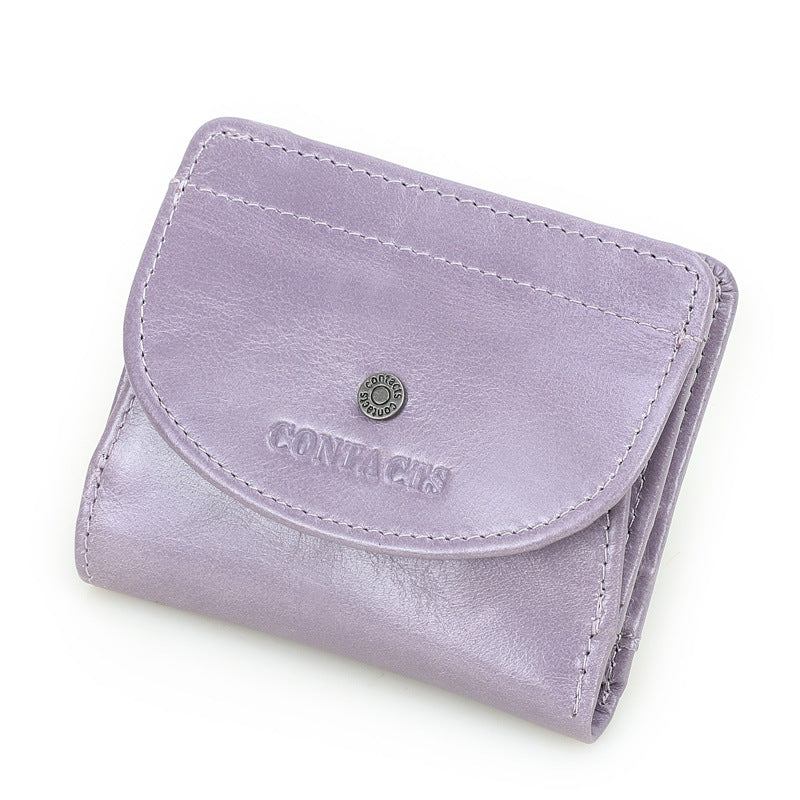 Women's Black Angel Fashion Top Layer Cowhide Card Holder