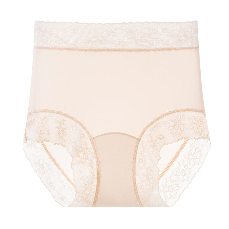 Women's Ice Silk Camellia Pla High Waist Panties
