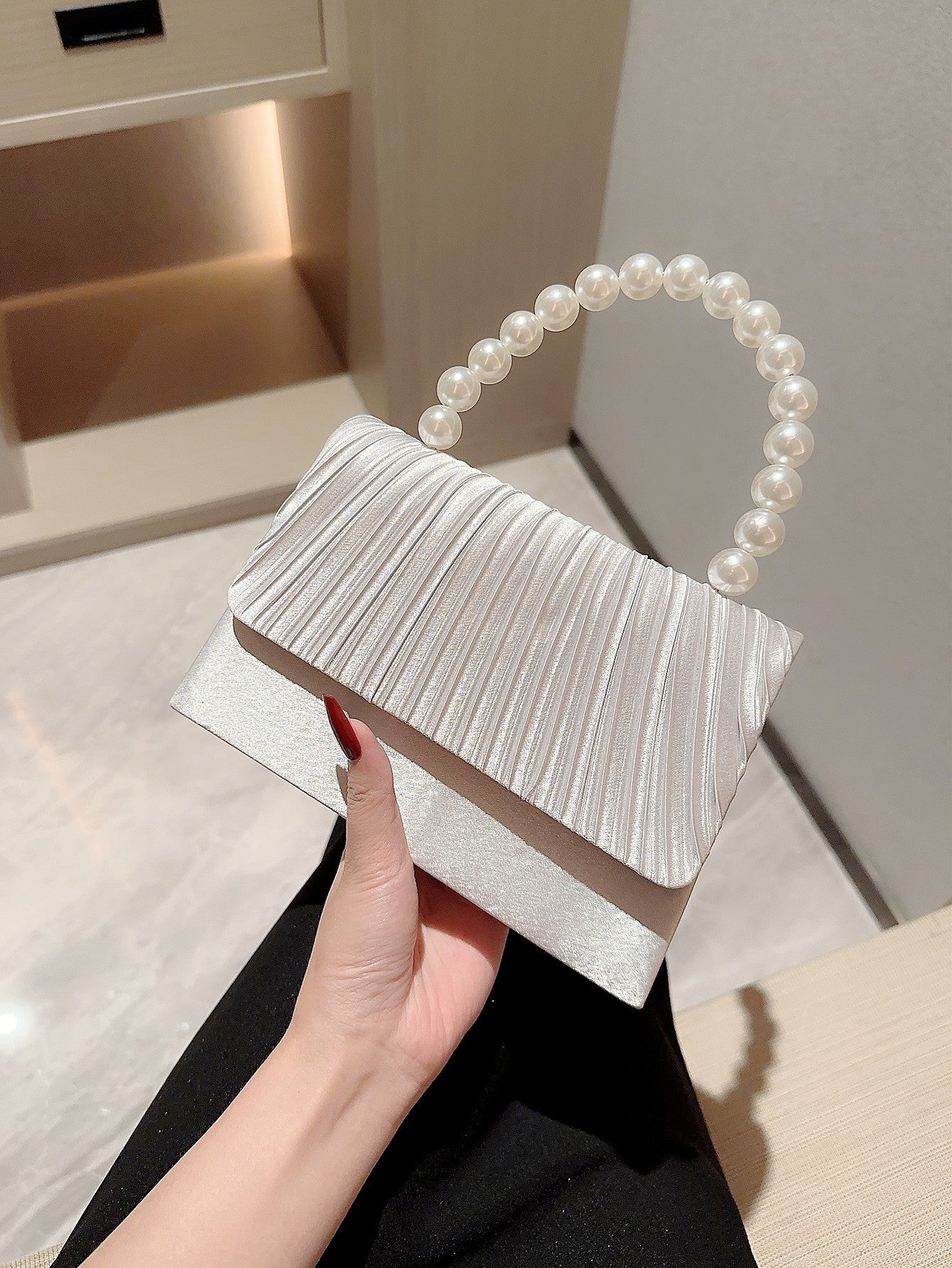 String Of Pearls Dress Elegant Pleated Handbags