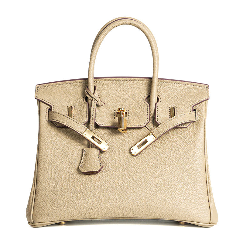 Women's Line First Layer Cowhide Handmade Litchi Grain Handbags