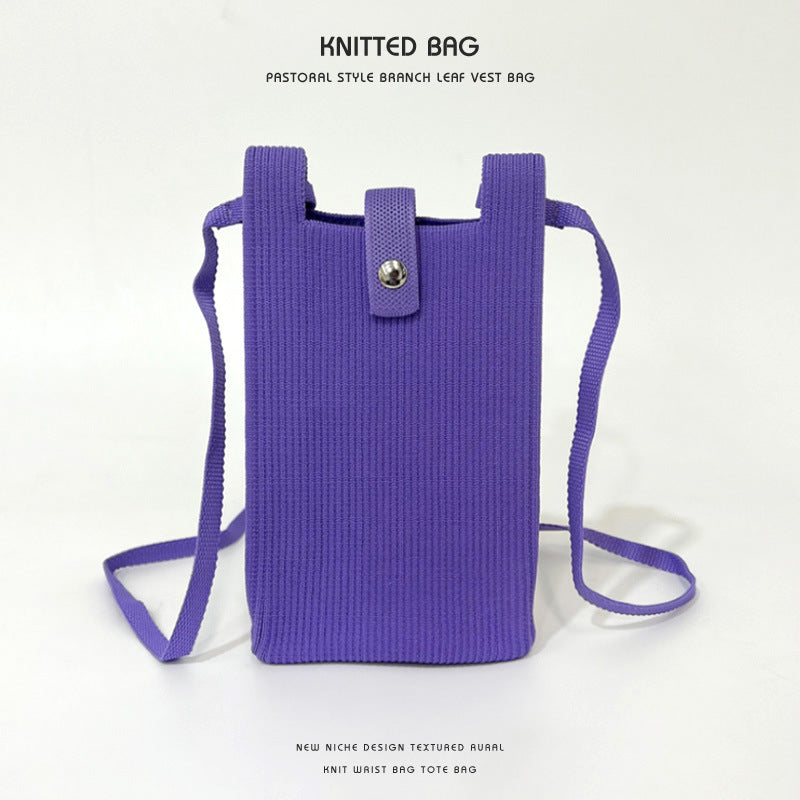 Elegant Solid Color Niche Knitted Korean Phone Bags