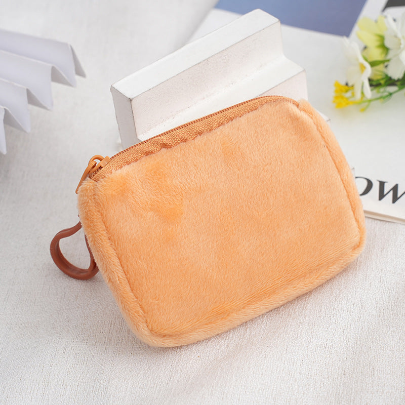 Glamorous Color Candy Plush Earphone Simple Coin Purses
