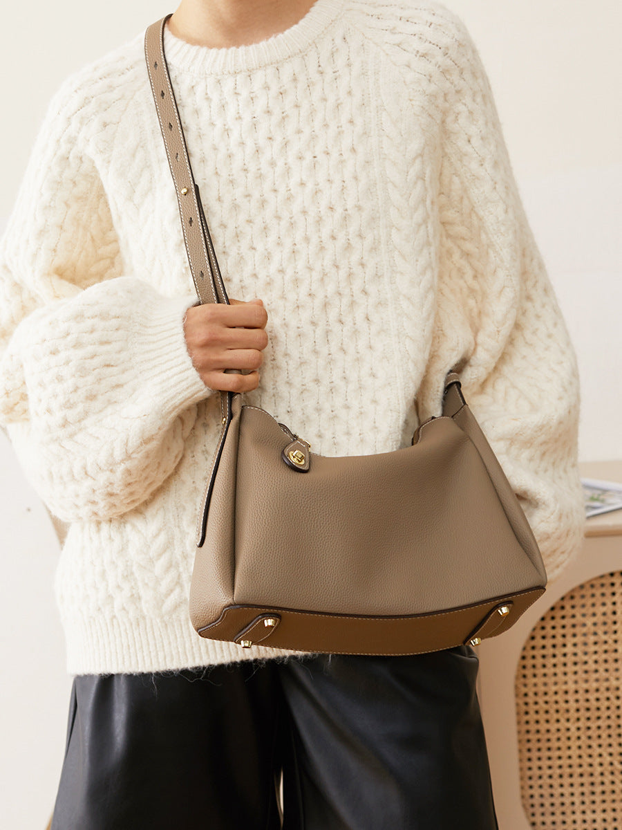 Women's High-grade Genuine Leather Fashion Underarm Elegant Handbags