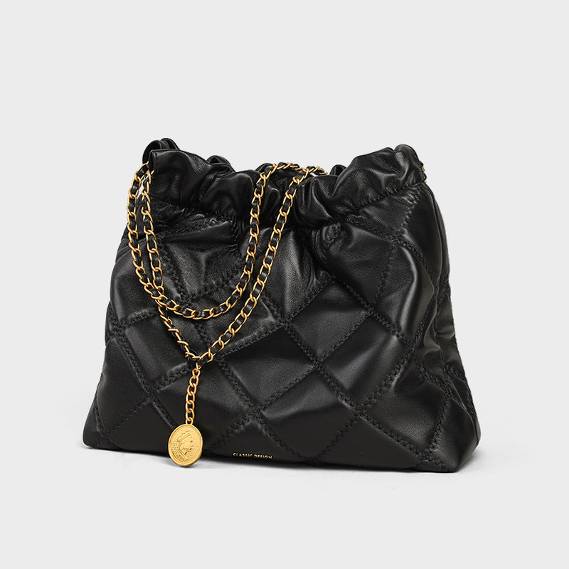 Women's Large Capacity Commuter Leather Chain Portable Bags