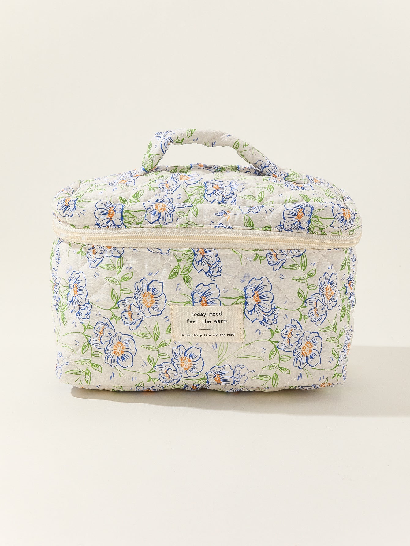 Portable Large Capacity Striped Polka Dot Storage Carrying Quilted Cosmetic Bags