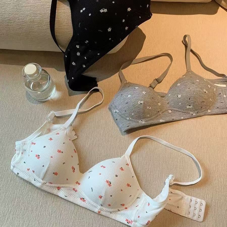 Women's Floral Korean Thread Underwear Upper Support Breathable Everyday Bras