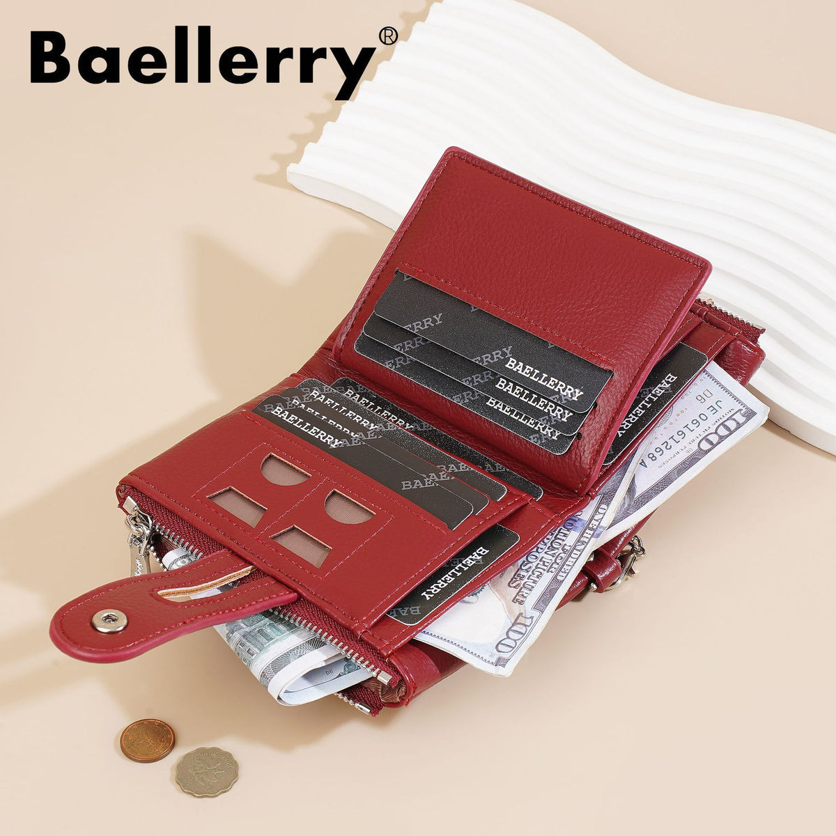 Women's Short High-grade Multi Slots Zipper Soft Ladies Wallet