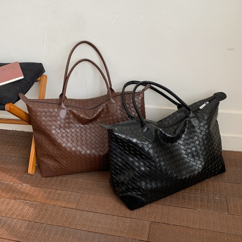 Women's Woven Large Capacity Simple Portable Short Tote Bags
