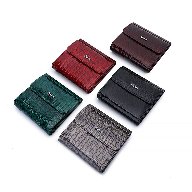 Multifunctional Short Genuine Leather Multiple Slots Ladies Wallet