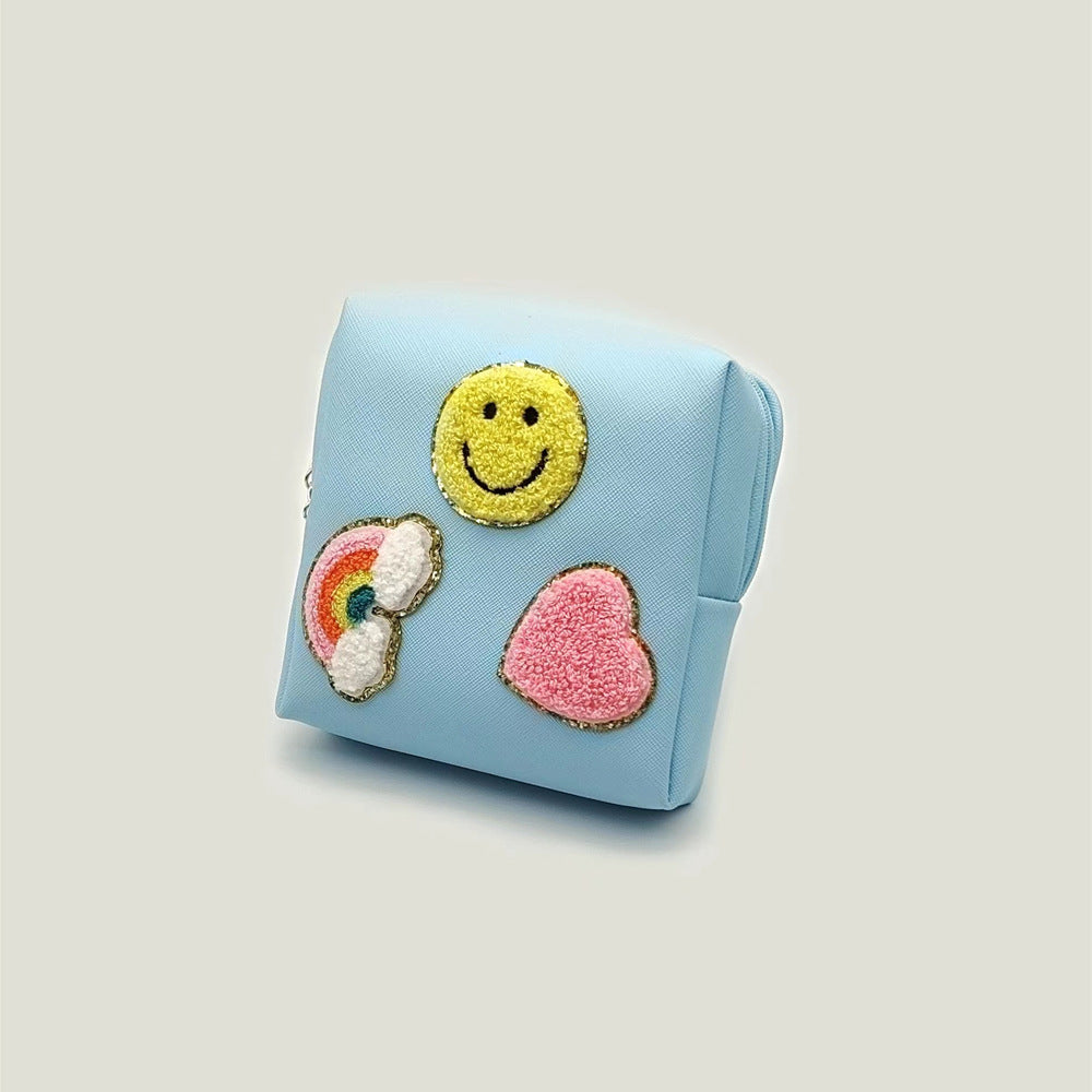 Women's Sanitary Napkin Towel Embroidery Letter Storage Toiletries Makeup Bag