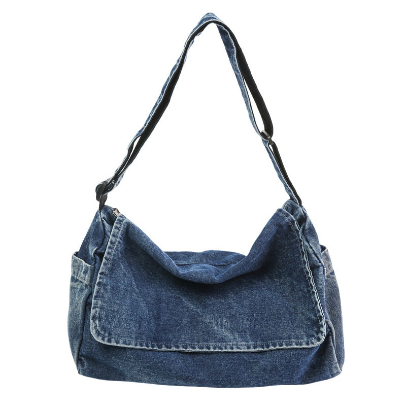 Women's Style Washed Denim Canvas Large Capacity Artistic Women's Messenger Bag