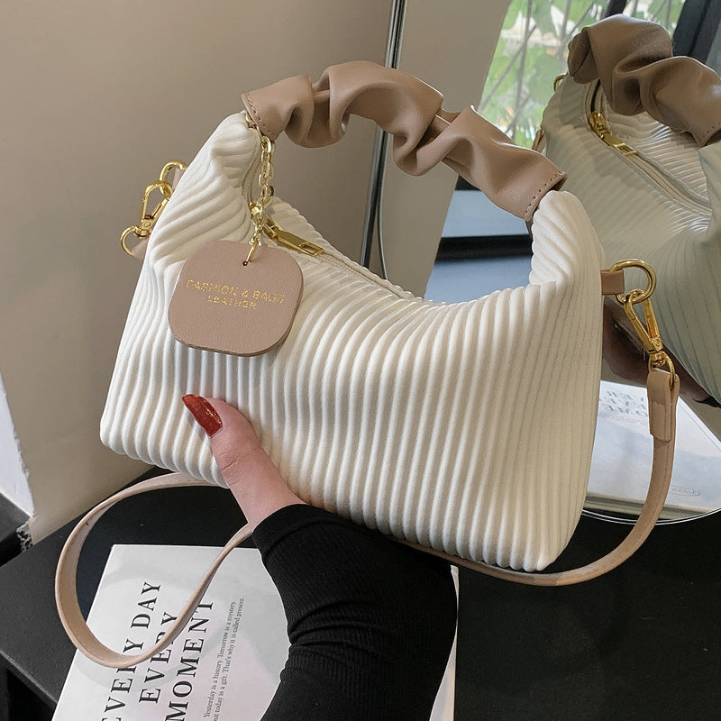 Women's Textured Vertical Striped Design Western Style Women's Shoulder Bag