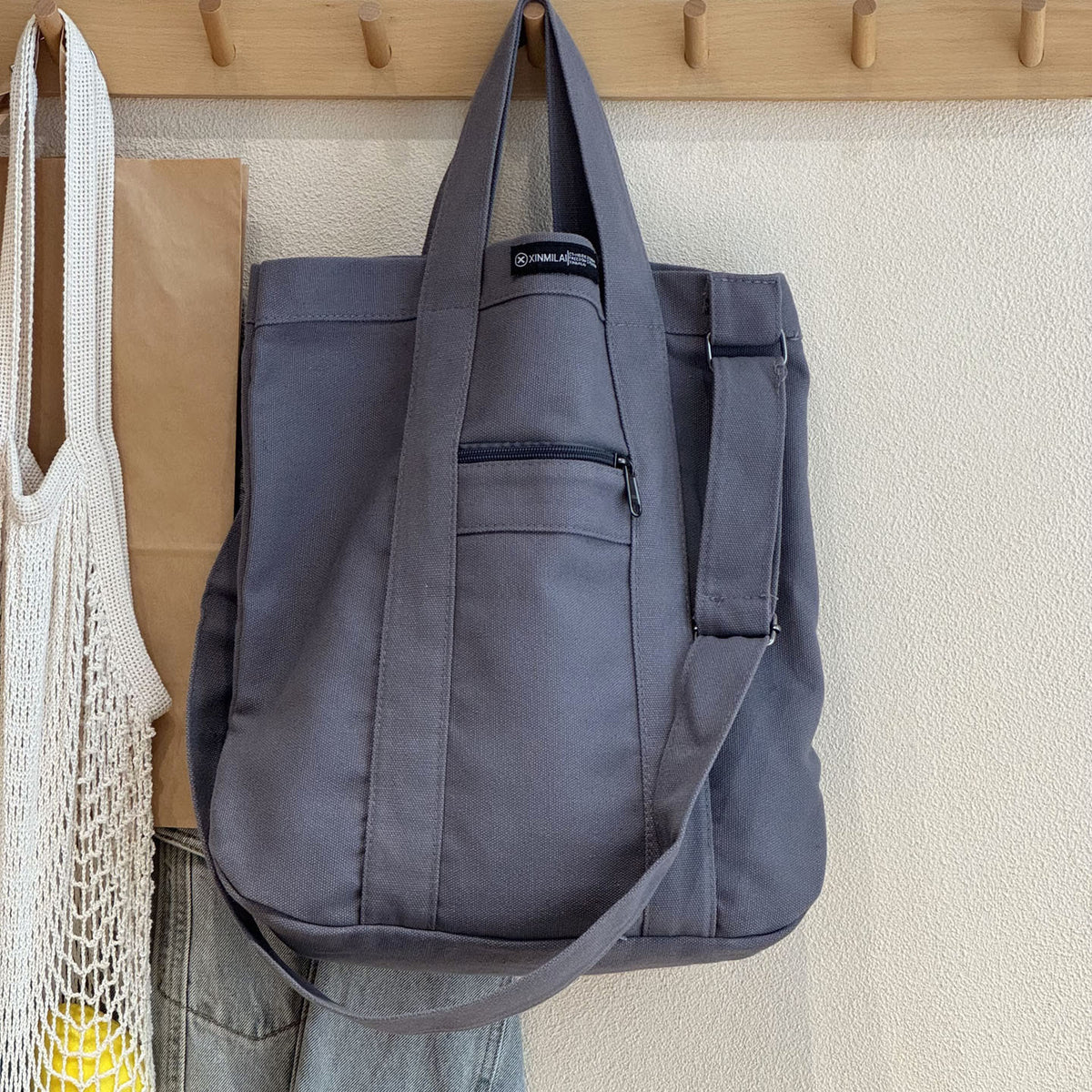 Women's & Men's Homemade Thickened Washed Cotton Style Commuter Canvas Artistic Handbags