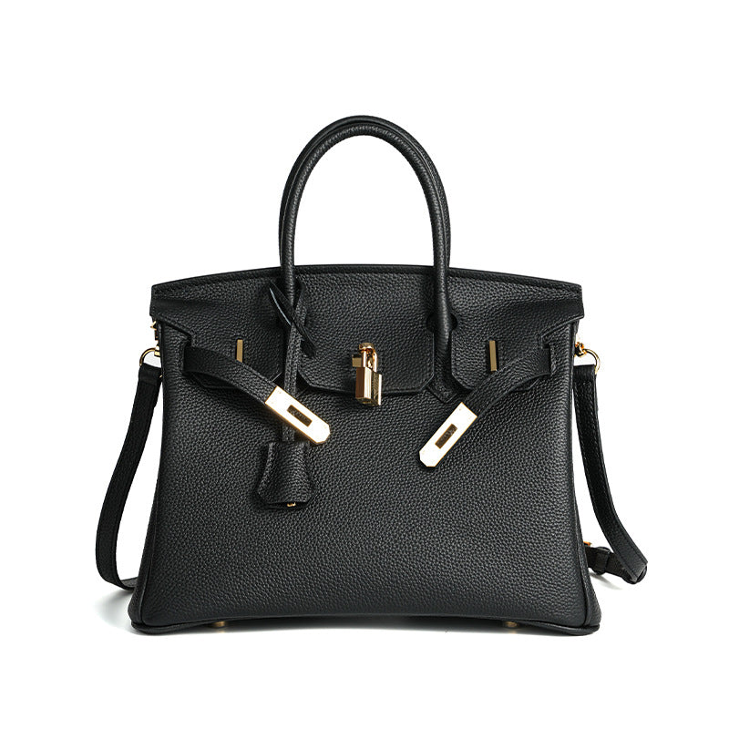 Women's Line First Layer Cowhide Handmade Litchi Grain Handbags