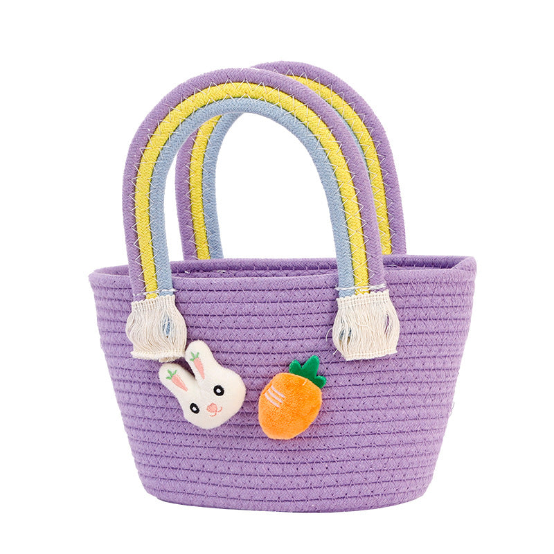 Rabbit Carrot Woven Hand-woven Basket Cartoon Cotton Thread String Bags