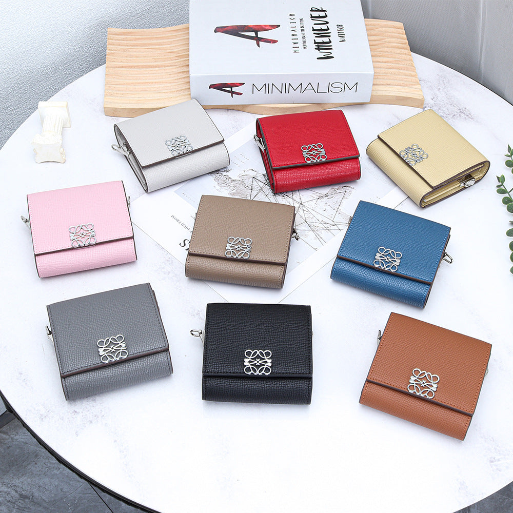 Women's Leather Chain Fashion Cattlehide Palm Print Ladies Wallet
