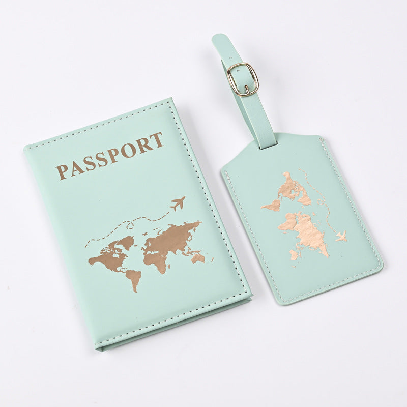 Trend Map Bronzing Passport Cover Tag Ticket Luggage