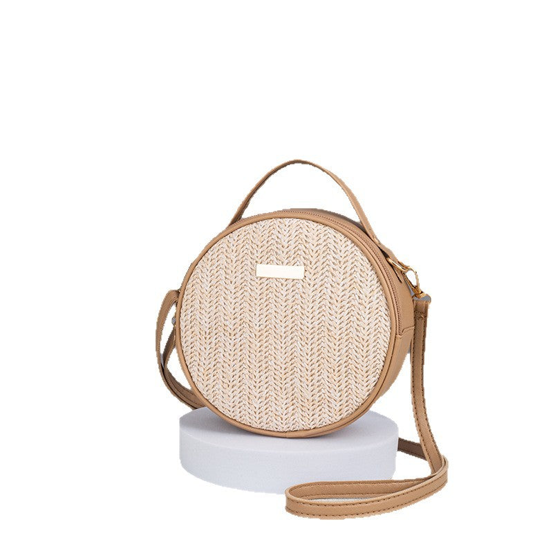 Women's Summer Cute Simple Straw Woven Round Women's Messenger Bag