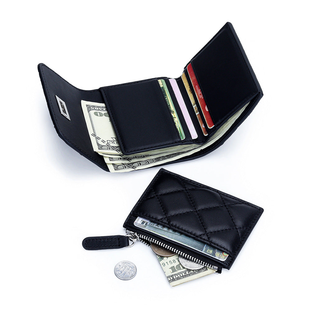 Genuine Leather Spring Short Sheepskin Banknote Ladies Wallet