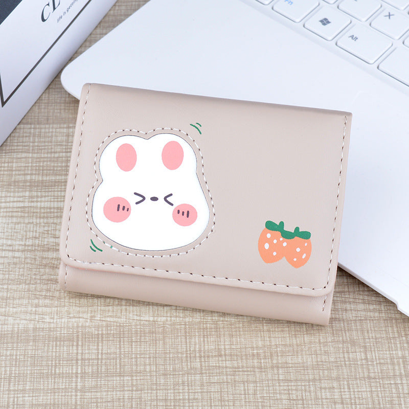 Women's Short Female Fresh Sweet Three Folding Soft Ladies Wallet