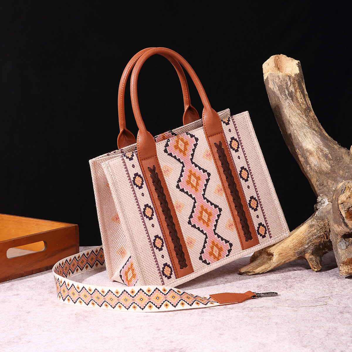 Women's Vintage Cotton Linen Printed Western One Crossbody Bags