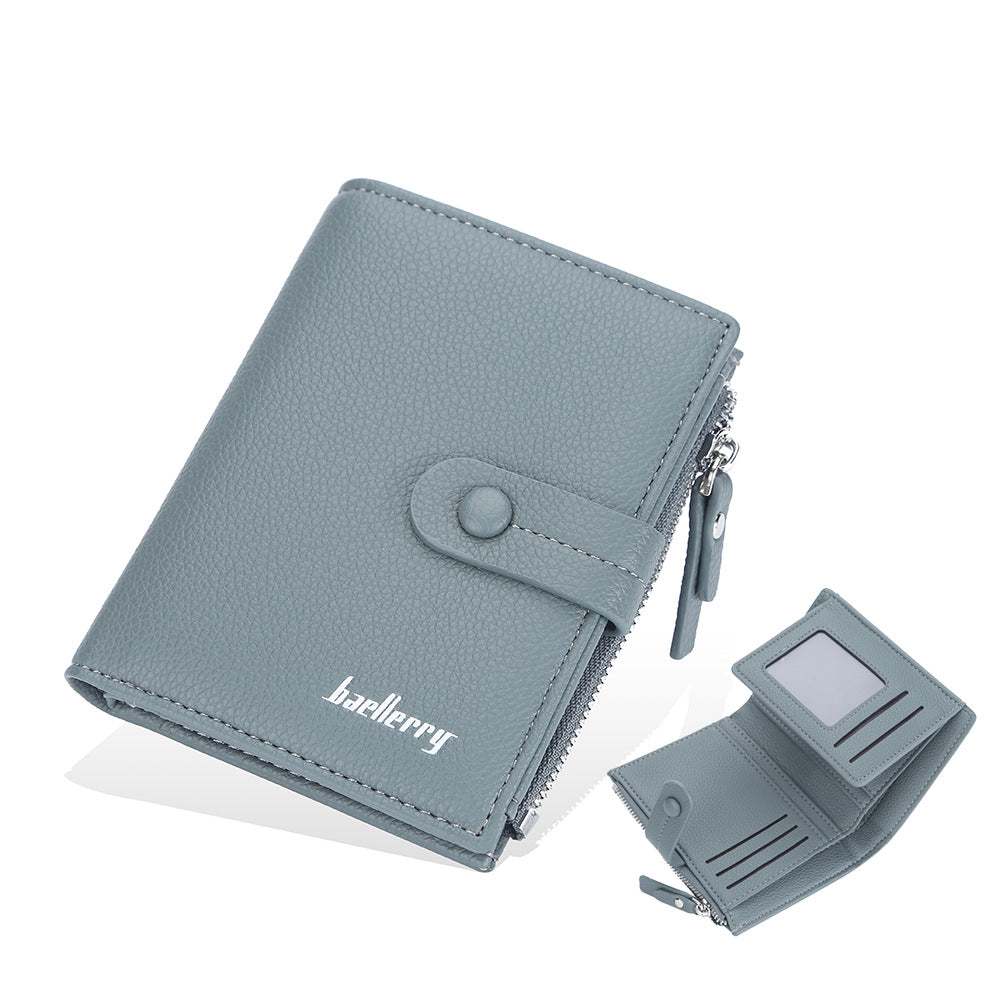 Women's Short Litchi Pattern Multiple Slots Hasp Ladies Wallet
