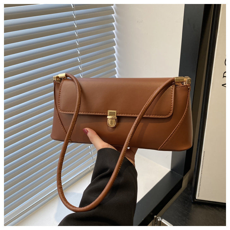 Women's Large Capacity French Solid Color Single Lock
